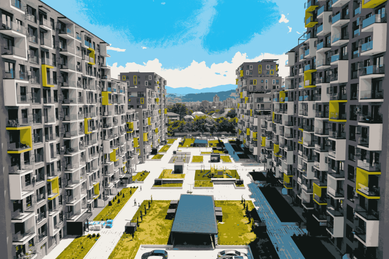 Подземна хидроизолација, хидроизолација на рамни (зелени) кровови и партер на станбен комплекс EAST GATE LIVING, Скопје, Македонија